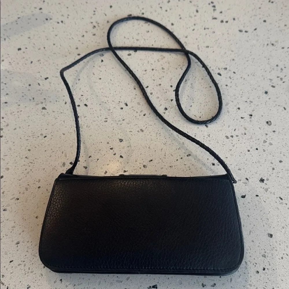 Brighton Y2K black leather crossbody Clutch silver and gold filigree heart snap
